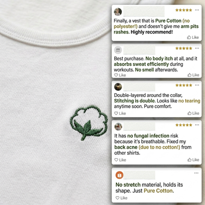 Pure Cotton White Half Sleeves Vest - Pack of 3